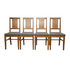 Lot 4 de chaises Brutalistes en chêne et tissu à carreaux, Danemark, années 1960