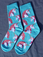 Paire Chaussette femme 37 38 39 40 FANTAISIE licorne blanc rose magique bleu NEW