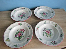 4 assiettes creuse en faïence de Lunéville réverbère KG lot C