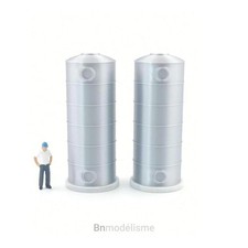 HO Lot 2 Cuves Industrielles 1/87 H0 Citerne Usine Entrepôt Station Dépôt Usine