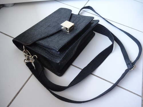 Sac pochette carré cuir noir - pochette,