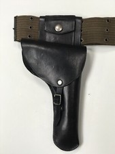 Etui cuir noir, holster pour PA 35A, Gendarmerie, fabrication locale Indochine.
