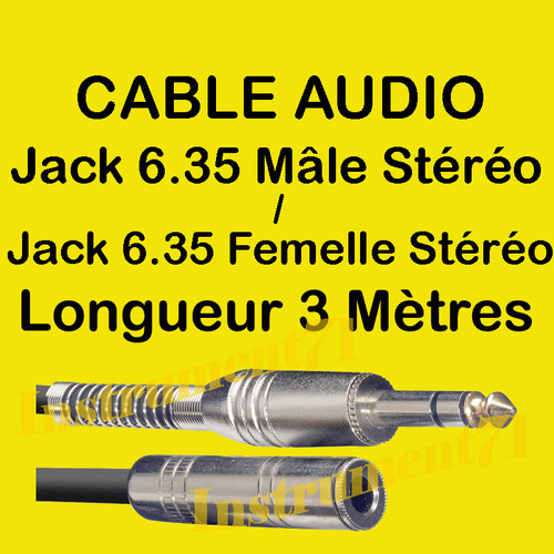 Câble jack stéréo - câble, 6,35