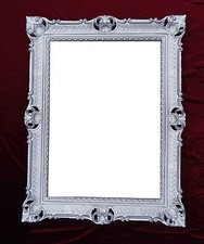Miroir Mural Antique Baroque Rococo Rectangulaire 90x70 Décoration Repro Argent