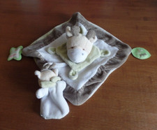 S23 / doudou vache bébé marron vert feuille j'aime papa  DOUDOU ET COMPAGNIE