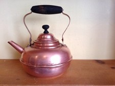 Vintage S & C four cup wood handle copper tea kettle pot