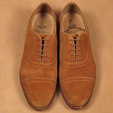 ALFRED SARGENT Highgrove shoes oxford tan suede leather UK 6 / EU 40 half brogue