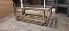 Table basse design industrielle verre et acier