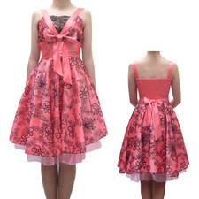 Robe soirée TAFFETAS ROSE demoiselle d'honneur fête Fleurs Noires Taille 36-38