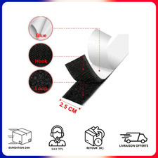 Bande Auto-Adhésive 5 Mètres 20/30/50 mm Noir/Blanc Fixation Forte Facile