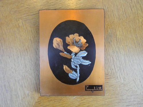 Tableau marqueterie cuivre - marqueterie,