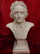 BUSTE L.V. BEETHOVEN Musicien STATUETTE SCULPTURE en Plâtre Patiné Haut 30 cm