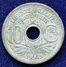 RARE **** 10 Centimes LINDAUER 1945 C petit module TTB ****
