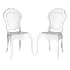 Lot de 2 chaises en polycarbonate transparent design baroque moderne...