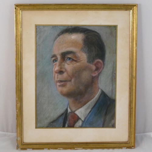 Portrait homme pastel 1950 - portrait,