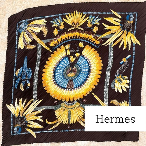 Hermes carr90 pleated silk - hermes,