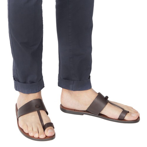 Sandals tong cuir - homme, marron