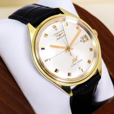 Montre-bracelet Longines Ultrachron automatique date boîtier 1200 or noir méc...