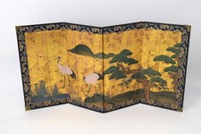 Paravent pliant miniature, chef-d'œuvre, peinture pin et grue, style japonais,