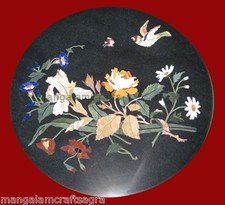 24 " Noir Marbre Café Table Top Incrustation Pietra Dura Art Décor Maison &