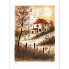 MAS Pierre - Lithographie originale "Maison de campagne" 75x54cm