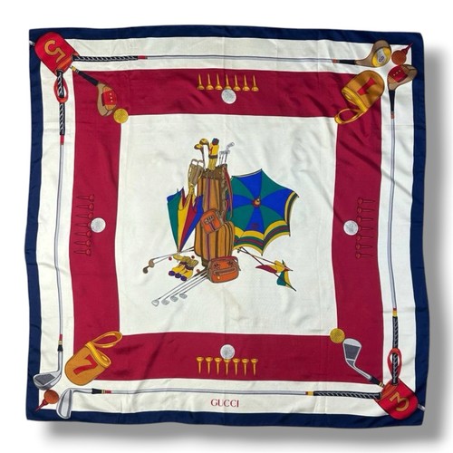 écharpe vintage gucci soie - gucci, en