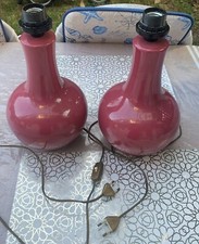 2 Lampes de table rose foncé vintage