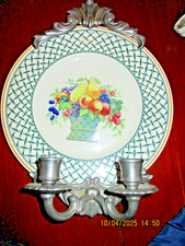 ASSIETTE  VILLEROY ET BOCH  BASKET MONTEE EN APPLIQUE 2 BOUGEOIRS ETAIN-TBE 1/2
