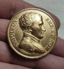 Médaille en bronze doré Napoléon Empereur et Roi