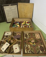 Ancien  coffret Jeu de Nain Jaune en bois cartes nombreux jetons et Notice