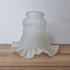 Abat-Jour Tulipe Globe en Verre semi opaque - Strié Plissé à Volant