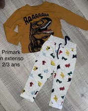 Primark In Extenso 2/3 ANS GARCON : T Shirt Et Pantalon Molleton Dinosaure TBE