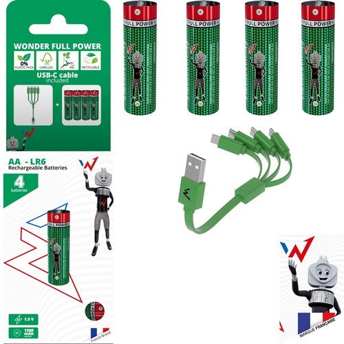 Piles rechargeables via usb - piles,
