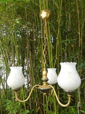 Lustre Romantique Français Opaline blanche émaillé Rose style Louis XV COSY VINT