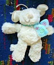 JB / DOUDOU PELUCHE NOUKIES CHIEN KISHOO TIFOO BLANC BLEU MUSICAL 19CM EXC ETAT 