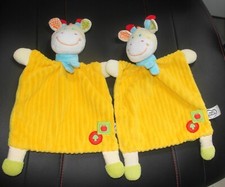 lot 2 doudou plat girafe jaune