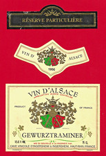 ALS39 Etiquette VIN D'ALSACE GEWURZTRAMINER 1996 Réserve partic. CAVE INGERSHEIM