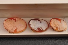 3 articles vintage en argent 925 coquille ovale camée marron et blanc...