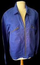 Ancienne veste bleu de travail moleskine bleu foncé Adolphe Lafont