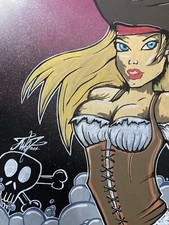 Originale Belle Peinture  Pirate Femme graffiti graffiti street art 1990 Sexy