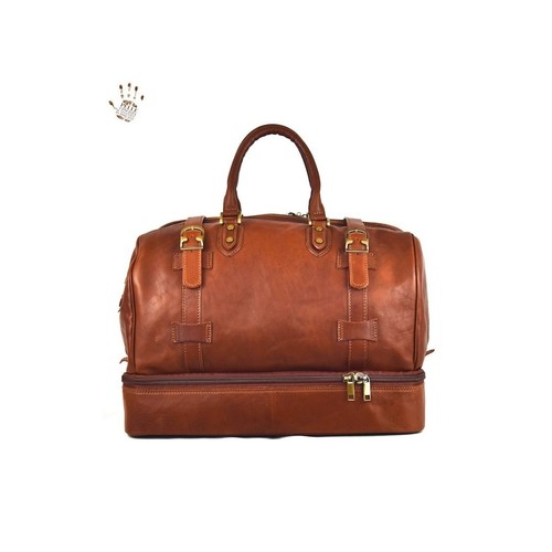 Sac voyage cuir avec double - sac,