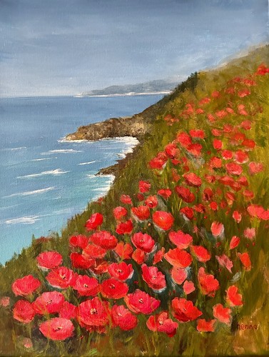 Art fleur coquelicots rouges