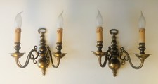 Paire d’Appliques en bronze véritable style hollandais, Louis XIII Vintage