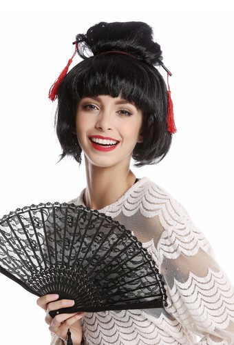 Perruque noir carnaval japon - carnaval,