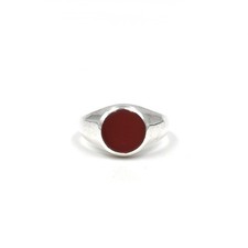Bague homme en argent 925 cornaline rouge bague ronde bijou 20,6 mm / 65