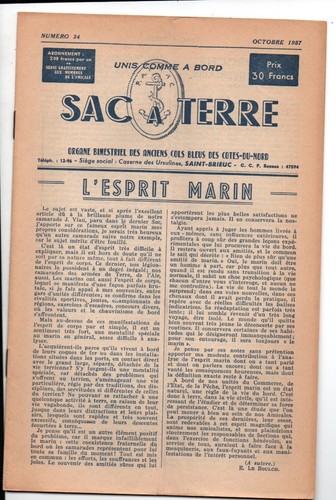 Revue sac terre col bleu - à, -col