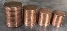 LOT, Série de 4 Anciennes POTS à ÉPICES en CUIVRE - BOÎTES GIGOGNES - 1,6 Kg