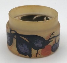 POT décoratif en pate de VERRE signé LEUNE Décor de peinture florale Polychrome