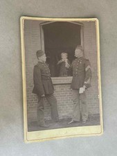 ANCIENNE PHOTO CONTRECOLLEE SUR CARTON MILITARIA DUO DE SOLDATS