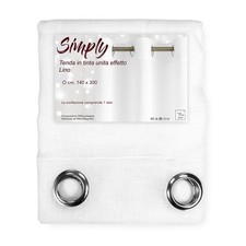 Rideau Simply Linen Effect 140x300 cm Blanc - Solide Semi-Transparent - Polyeste